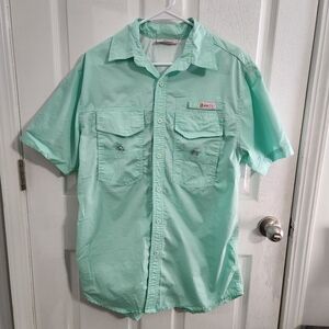 Marley Lilly teal outdoor performance fishing camping vented button shirt s/m